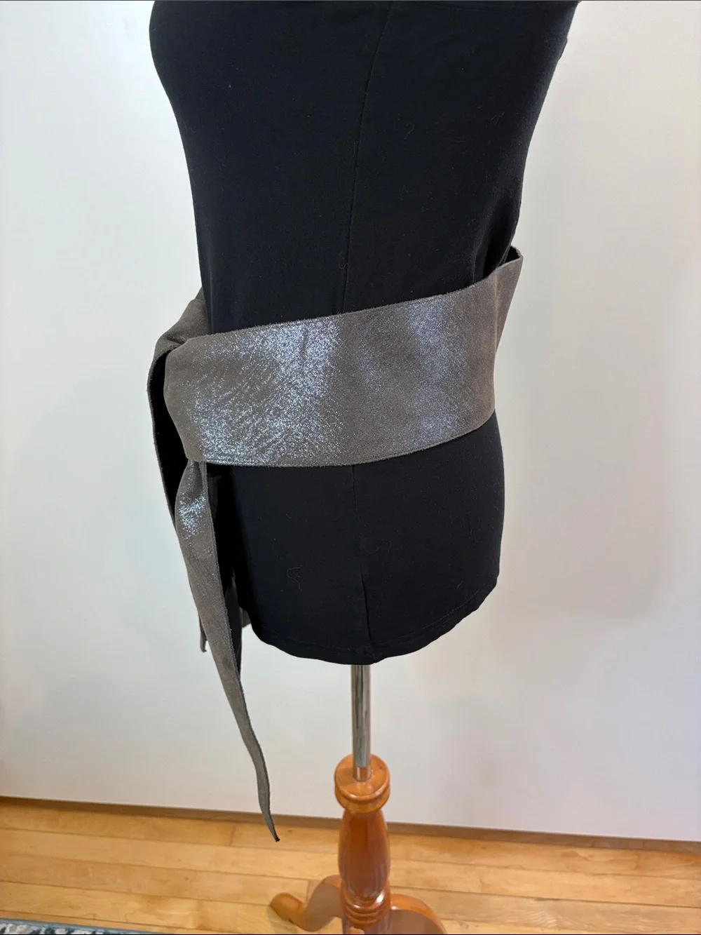 Shimmery Taupe Obi Belt with Knot Tie